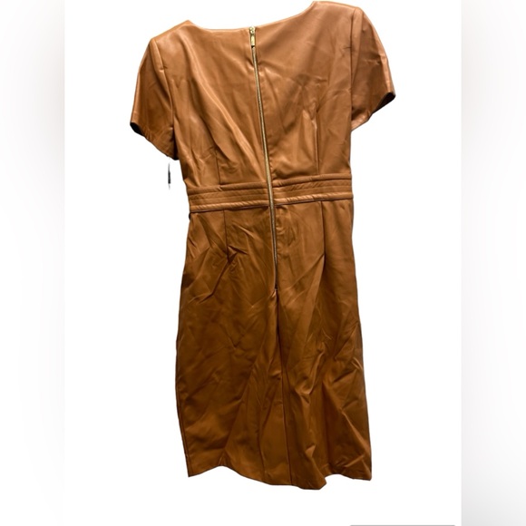 Calvin Klein Faux Leather Belted Sheath Dress - Picture 5 of 11